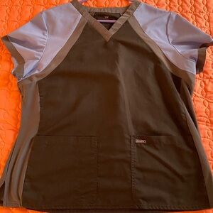 2XL Periwinkle/Gray/Black Scrub Top